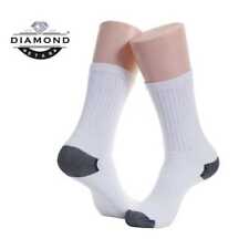 6-12 Pairs Men's White Work Sports Athletic Crew Socks Cotton Size 9-11 & 10-13 picture