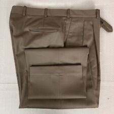 JB Britches Mens Dress Pants Brown Pockets 100% Wool Pleated Zip USA 36x31.5 picture