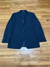 Adolfo Mens Blazer Jacket Size 42L Navy Blue Solid 2 Button Sport Coat Microtech picture