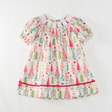 NEW Boutique Christmas Tree Girls Smocked Embroidered Dress picture