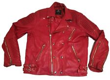 Hudson Outerwear 2XL Red Padded Leather Motorcycle Jacket Zip Button Close picture