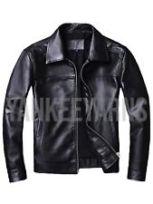 Men's Genuine Leather Jacket Classic Black Spring & Autumn Casual Outerwear picture