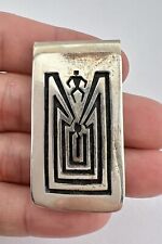 Vintage Navajo Sterling Silver Man In the Maze Overlay Money Clip picture