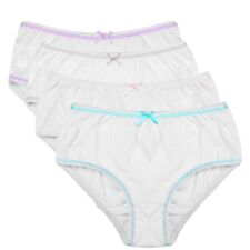 Buyless Fashion Girls Panties White Cotton Briefs Underwear Colored Trim 4 Pack picture
