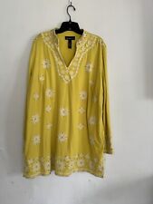 INC International Concepts Womens Embellished Tunic Yellow Top, V Neck, Size 1X picture
