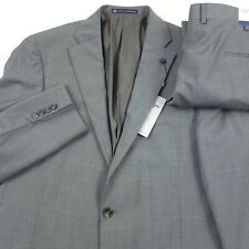 $895 Hart Schaffner Marx Brooklyn Fit Solid Gray Wool Suit Mens Size 42L X 36 picture