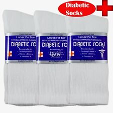 3-12 Pairs Health Circulatory Crew Cotton Diabetic Socks White 9-11 10-13 13-15 picture