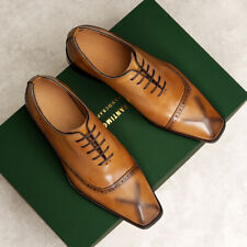 British Lace Up Oxfords Formal Dress Mens Genuine Leather Wedding Business Shoes picture