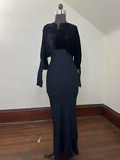 Antique 1930s Crepe And Velvet Evening Dress AS IS picture