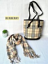 Burberry Bucket Style Vintage RARE Tote Set Large with Wool Scarf Luxury picture