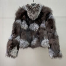 Women's Real Fox Fur Coat Luxury Silver Fox Fur Jacket Outwear Parka Winter Warm picture