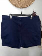 J. Crew Sz 18 Women’s Chino Shorts Navy Blue High Waisted Flat Front 6” Inseam picture