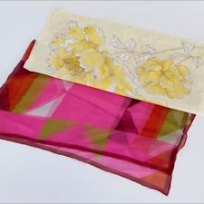 Vintage Lot Of 2 Vera Scarves Pink & Yellow Floral Abstract Scarf Lot Set picture