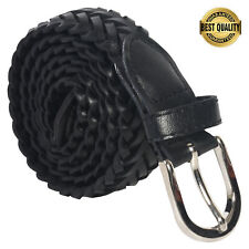 Leatherboss Genuine Leather Men Casual Belt Braided, Black picture