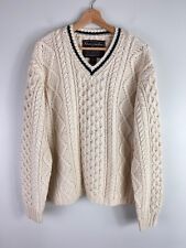 Vintage Abercrombie Sweater V Neck Preppy Wool Cotton Cable Knit Beige Mens M picture