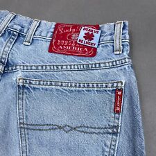 Vintage Lucky Brand Jeans Mens 34x33 Blue Red Label 91 USA Made Relax Light Wash picture