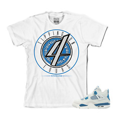 Tee to match Air Jordan Retro 4 Military Blue Sneakers. Four Fours Tee picture
