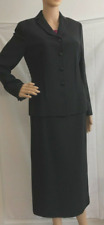 Women's Kasper 2 pc Black Midi Skirt & Jacket, Satin Collar/Waistband Size 8P picture