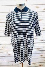 FABER Men Short Sleeve Collared Blue/White Striped Polo Style Shirt Sz Large 36 picture