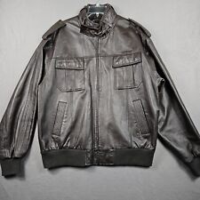 Live Mechanics Leather Jacket Mens 2XL Brown Rockabilly Biker Y2K picture