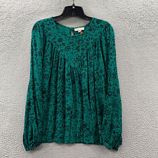 Knox Rose Blouse Womens Large Top Floral Long Sleeve Green picture