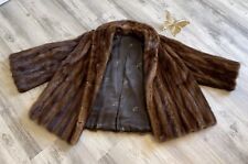 Vintage 1950's - 1970's Dark Brown SABLE Mink Fur Coat Stole Wrap Cape Shrug EUC picture