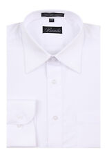 Men's Italian Design Solid White Long Sleeve Convertible Cuff Dress Shirt  picture