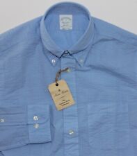 Brooks Brothers NWT Seersucker Button Down Shirt Blue Milano Extra Slim SMALL picture