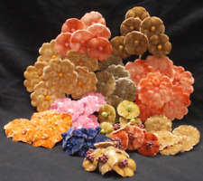 LOT OF 12 BUNCHES ANTIQUE/VINTAGE MOLDED VELVET MILLINERY FLOWERS, GERMANY, VGC picture