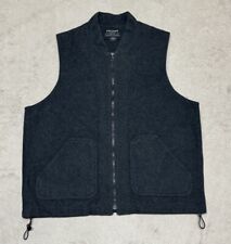 Vintage C.C. FILSON Vest Mens Large L Black 100% Virgin Wool Hunting Full Zip picture