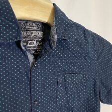 Broken Threads Men’s Large Navy Short Sleeve Button Up Shirt Stars Runs Small picture