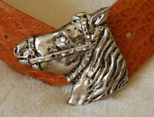 vintage Laloon HORSE head silver Belt Buckle and strap Small Medium picture