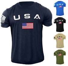 New Men's USA Flag T Shirt American Patriotic 100% Cotton picture