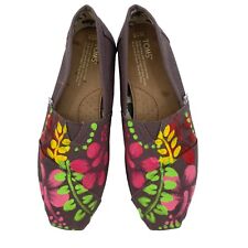 Toms Women's Size 7.5 Haiti Artists Collective Floral Print Canvas Gray Shoes  picture