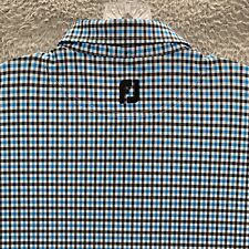 Footjoy Polo Shirt Men XL Blue Plaid Short Sleeve Golf Performance FJ Logo picture