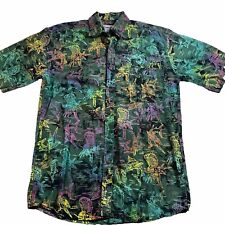 Bimini Bay Outfitters Shirt Men's Medium Neon Fish All Over Print Short Sleeve picture