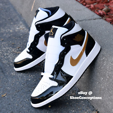 Nike Air Jordan 1 Mid SE Shoes Black Metallic Gold White 852542-007 Men's NEW picture