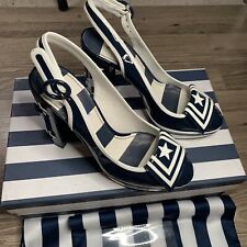 DOLCE & GABBANA SHOES NAUTICAL SLINGBACK PUMPS WITH ANCHOR WOMENS SIZE 37 RARE picture