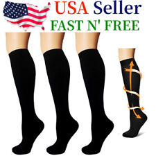 (3 Pairs) Compression Socks Knee High 15-20mmHg Graduated Support Men's Women's picture