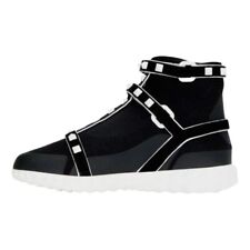 Valentino Black Knit Fabric Free Rockstud High Top Sock Sneaker Size 8.5 US picture