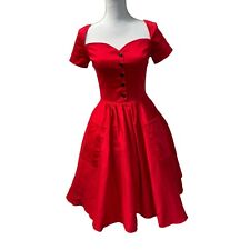 Unique Vintage Womens Sweetheart Swing Dress Knee Length Red Size Small picture