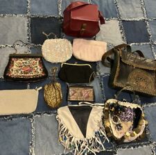 Lot of 11 Vintage Handbags Purse Floral Beaded Mesh Leather picture