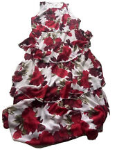SHEIN Size 12 Floral Roses Dress Tiered Length 53” Lined Zip Ruffle #2001 picture