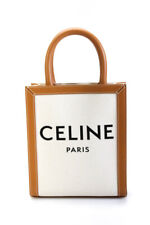 Celine 2022 Womens Logo Mini Vertical Cabas Tote Handbag With Strap White Brown picture