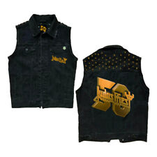 Judas Priest 50 Years Battle Jacket Vest Sleeveless Black Jean 100% AUTHENTIC picture