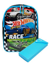 Hot Wheels Boys School Backpack and Pencil Case School 2 Piece Set Blue Cars picture