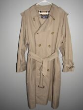 BURBERRY LONDON Mens 46 Reg Tan Beige Belted Trench Coat Check Lining Excellent picture