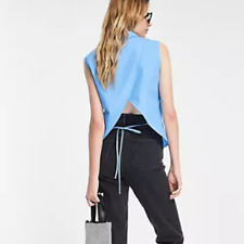 Top Shop Sleeveless Blue Open Back Top Sz 4 NWT B-BB picture