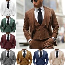 Mens 3Pcs Suit Vintage Groom Wedding Tuxedo Suits Blazer+Vest+Pants 42r 44r 46r picture