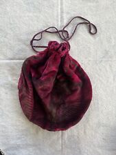 Vintage Antique Early 1900s Velvet Maroon Red Purse Drawstring Evening Bag picture